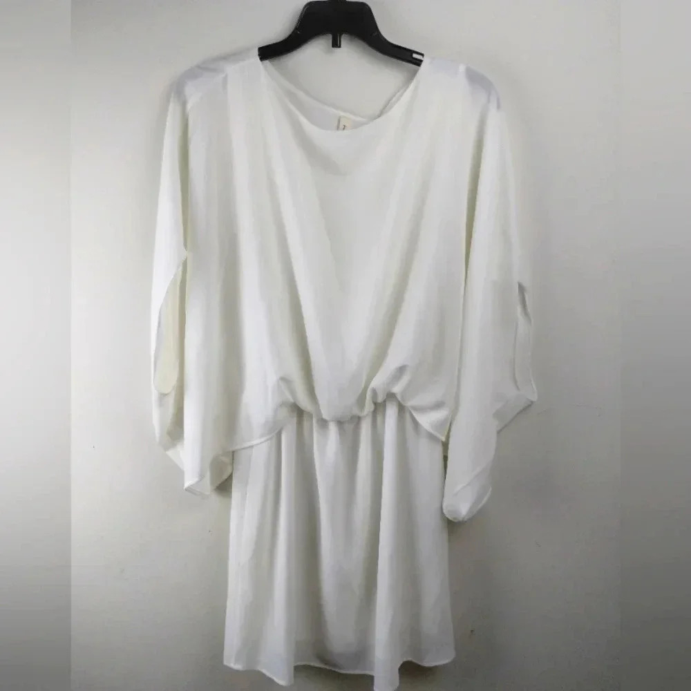 Women's Large Solid White Flowy Dress Trendy Fashion Ladies Clothing